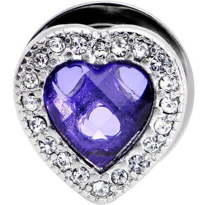 Clear Purple Gem Hug Your Heart Screw Fit Plug Set 6mm to 22mm