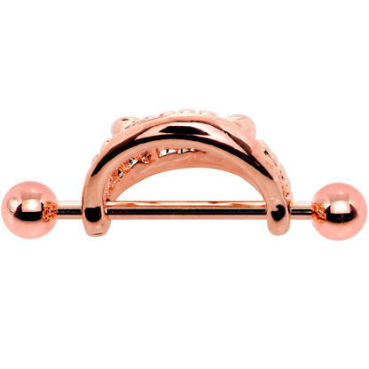 14G 5/8 Rose Gold Tone Fearsome Fangs Nipple Shield Set