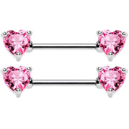 14G 9/16 Multi Color Heart Gem Barbell Nipple Ring Pack Set of 6