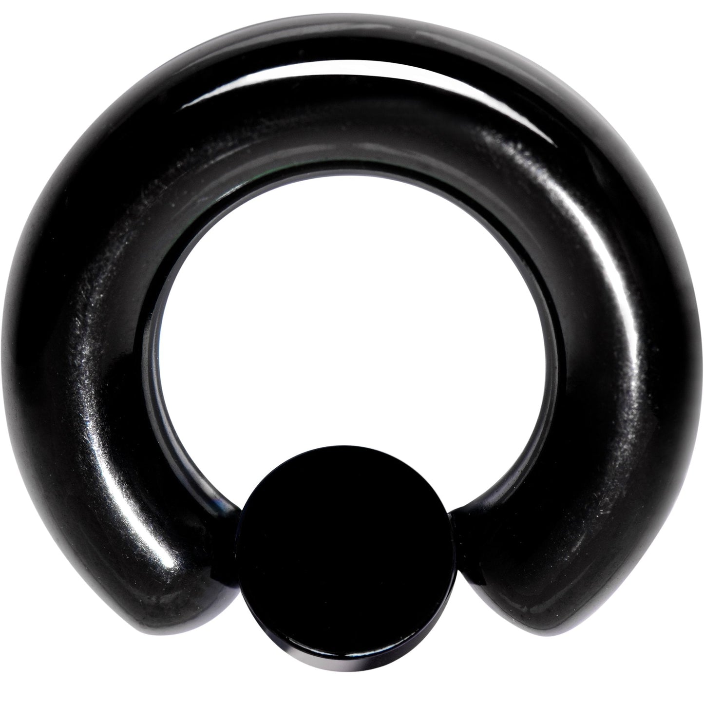 2G 9/16 White Faux Opal 8mm Disc Black IP BCR Captive Ring