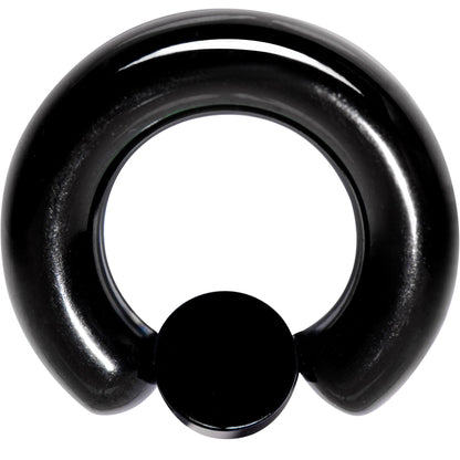 2G 9/16 White Faux Opal 8mm Disc Black IP BCR Captive Ring