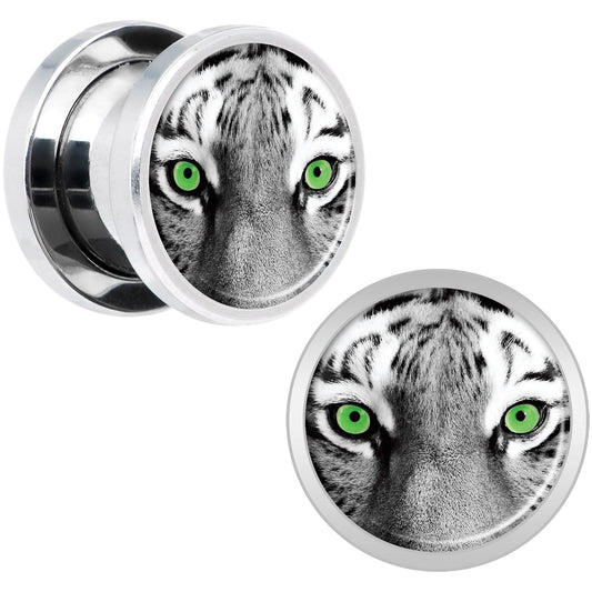 Black White Tiger Eyes Steel Screw Fit Plug Set 00G