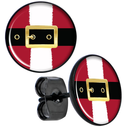 Christmas Santa Suit Black Stud Earrings