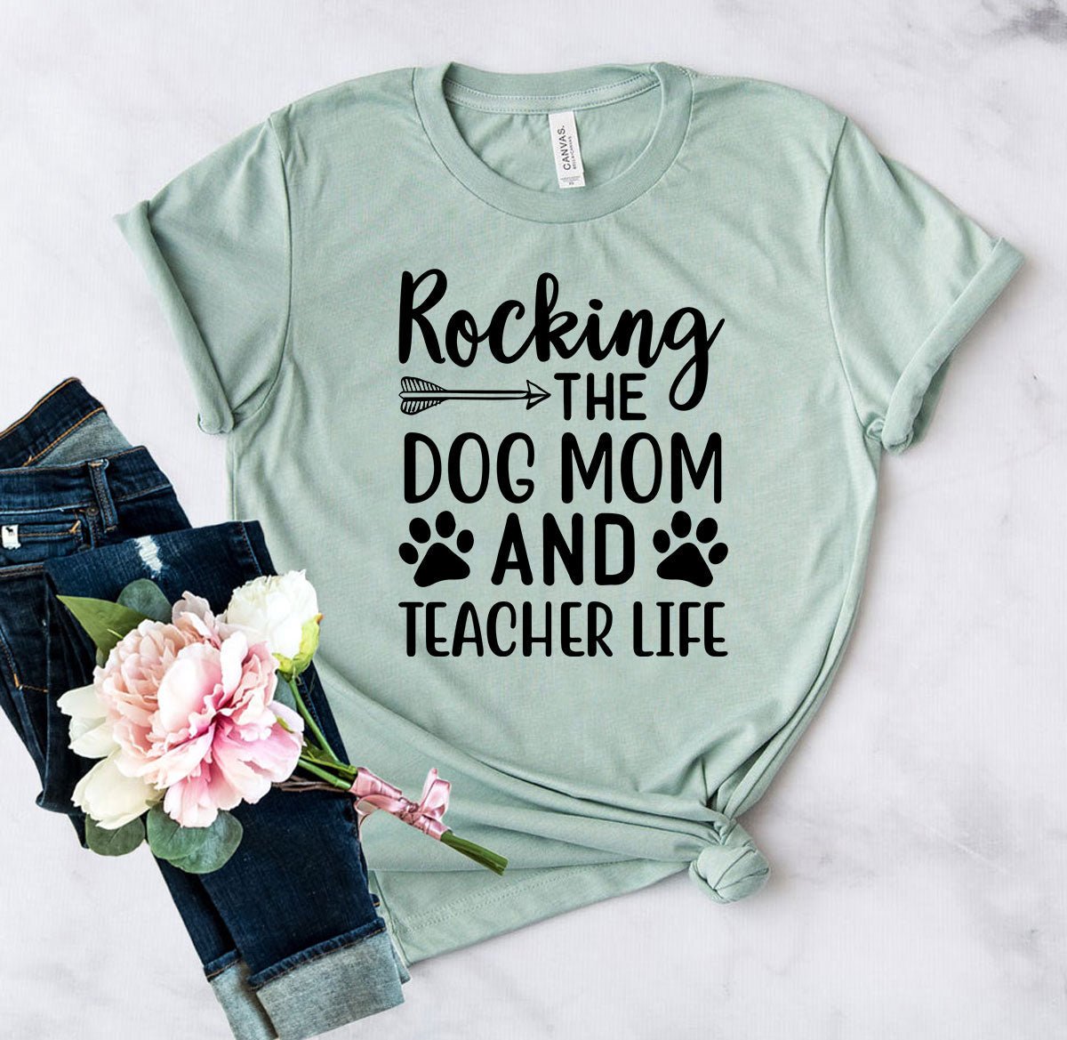 Rocking The Dog Mom And Teacher Life T-Shirt - Jaico Online Shop