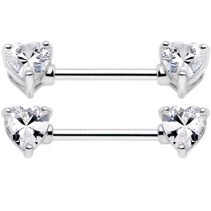 14G 9/16 Multi Color Heart Gem Barbell Nipple Ring Pack Set of 6