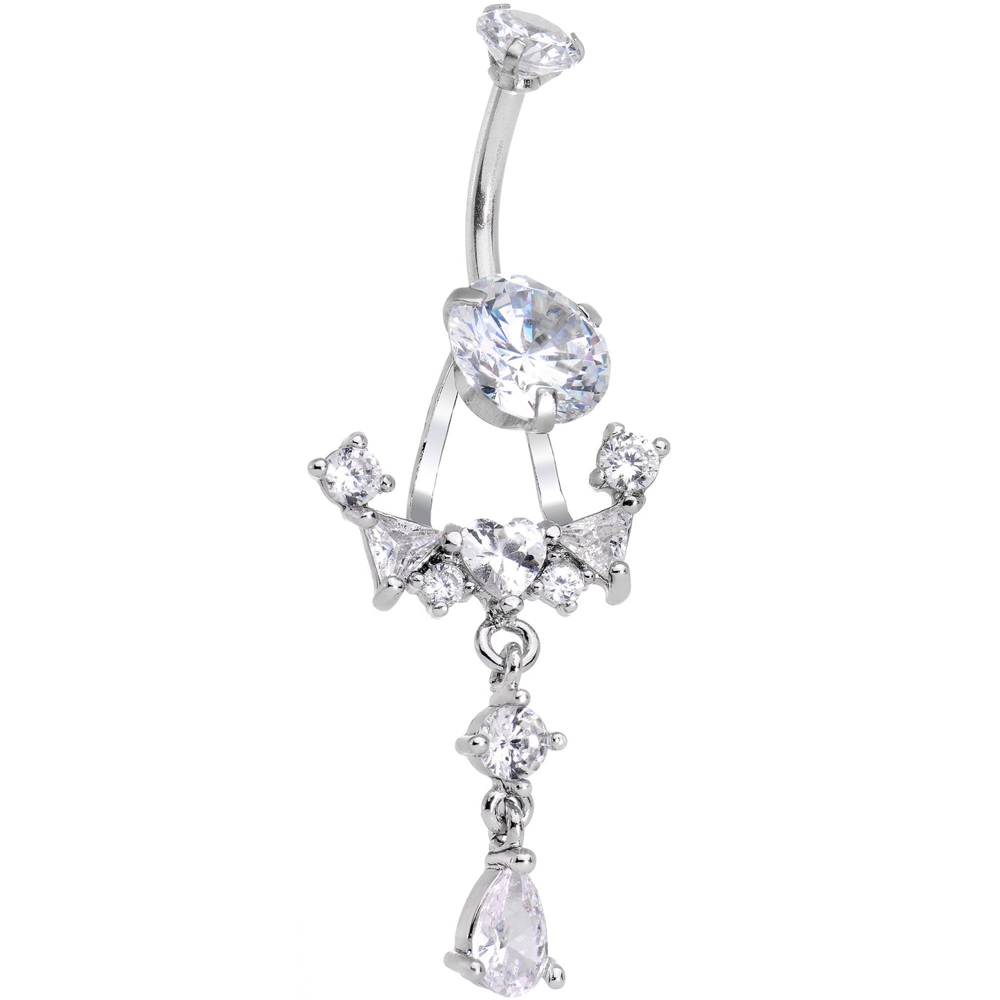 Clear CZ Gem Alluring Elegance Dangle Belly Ring