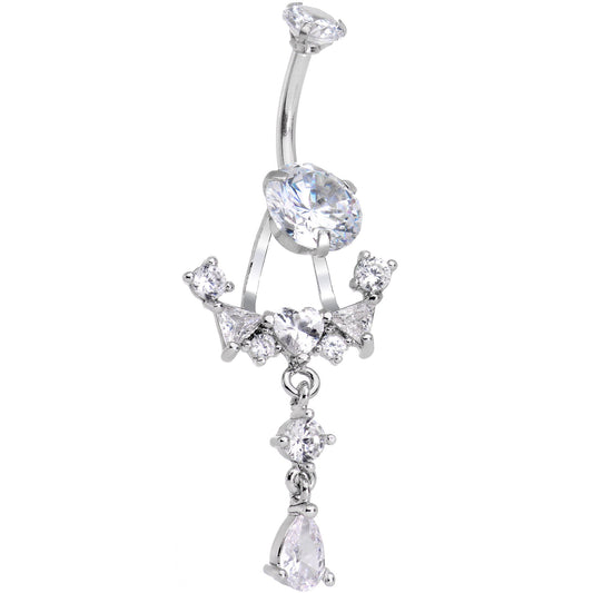 Clear CZ Gem Alluring Elegance Dangle Belly Ring