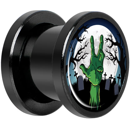 Cemetery Zombie Hand Halloween Black Anodized Plug Set 00G