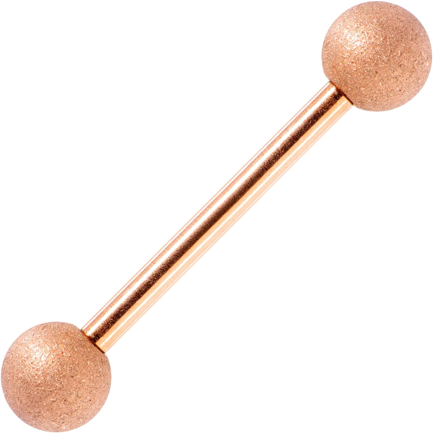 14G 5/8 Rose Gold Color PVD Sandblasted Barbell Tongue Ring