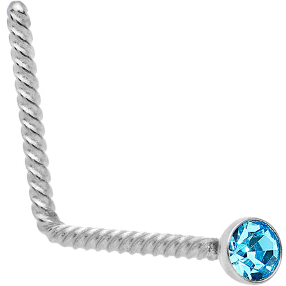 Brilliant Blue 2mm Gem Inlay So Twisted L Shaped Nose Ring