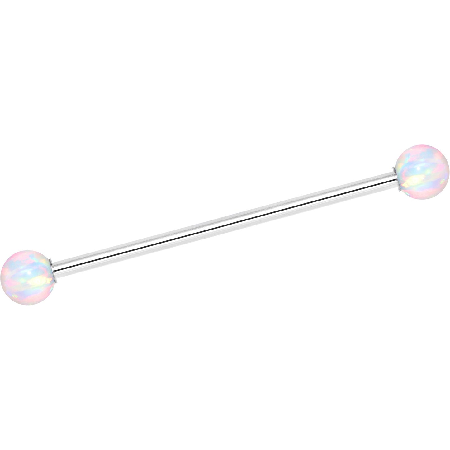 14G White 5mm Synthetic Opal Ball Industrial Barbell 32mm