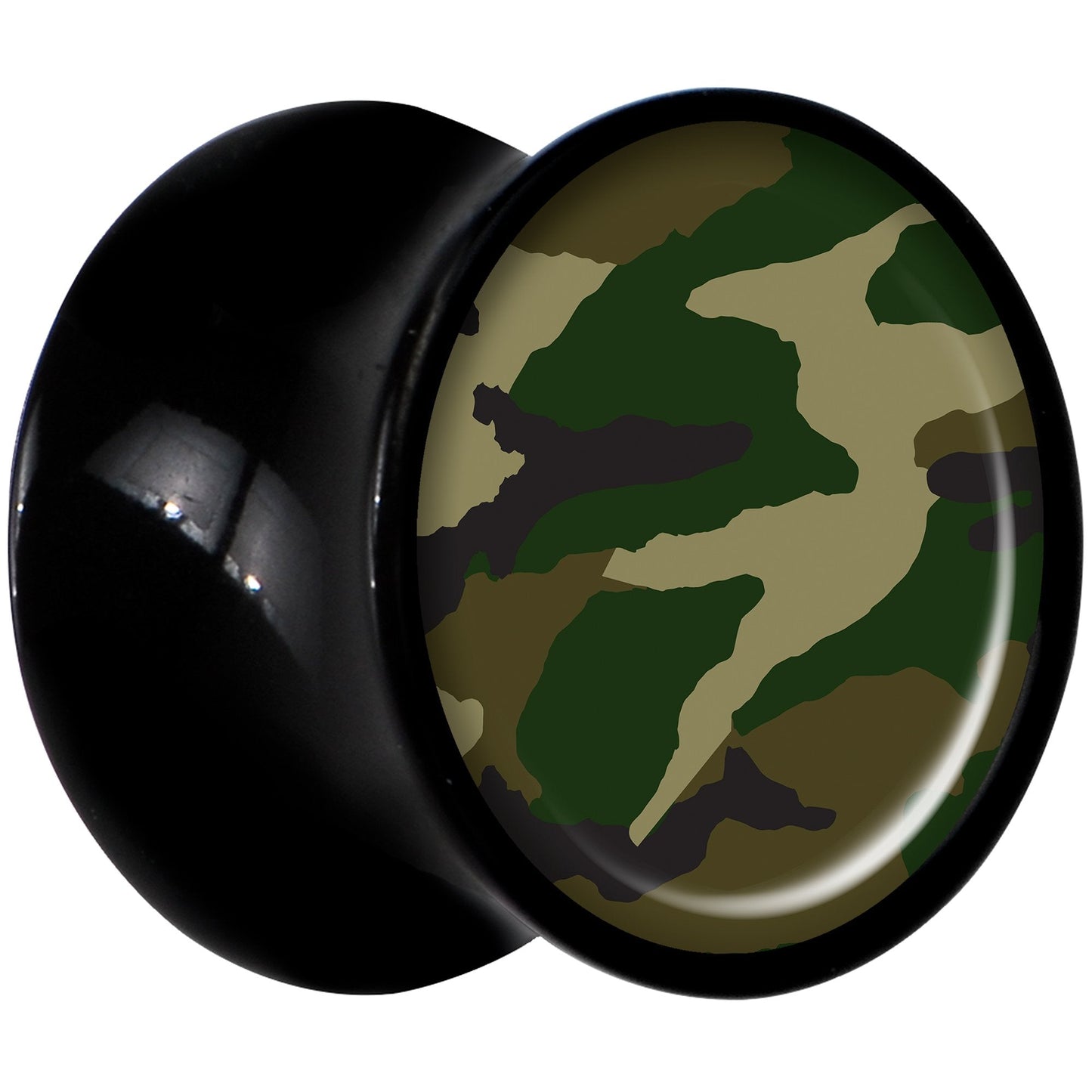 Black Acrylic Woodland Camo Print Saddle Plug Set 00G