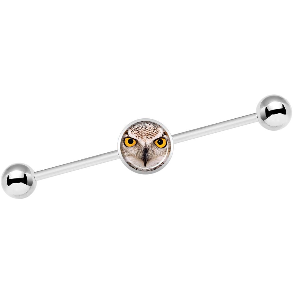 14G Full Color Owl Industrial Barbell 37mm