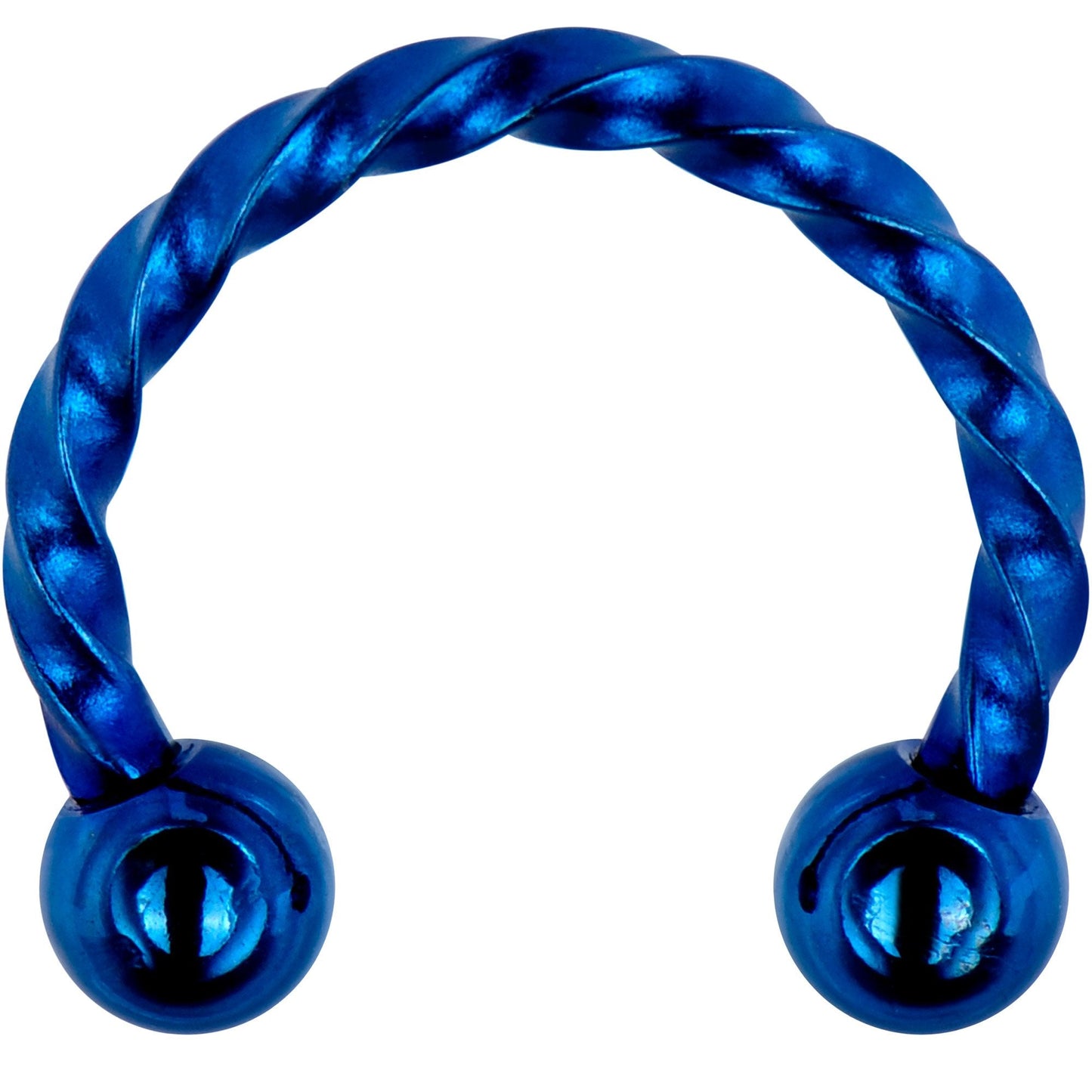 16G 5/16 Blue IP Seriously Twisted Horseshoe Circular Barbell
