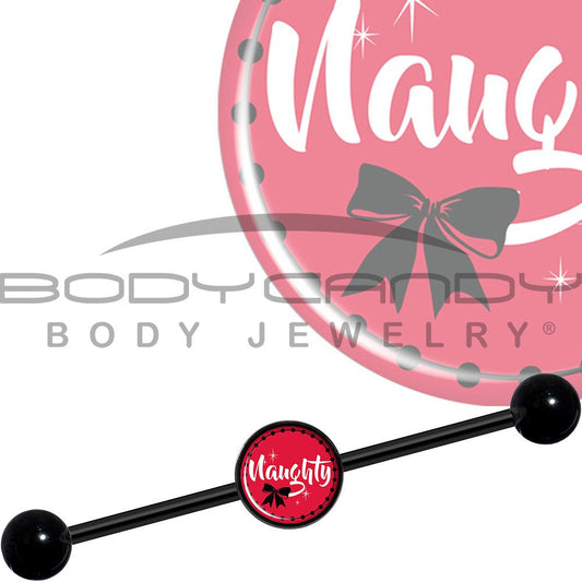 14G Naughty Holiday Black Industrial Barbell 37mm