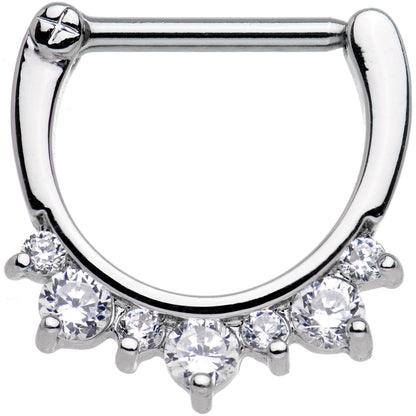 14G 1/2 Clear Gem Septet Nipple Clicker Set