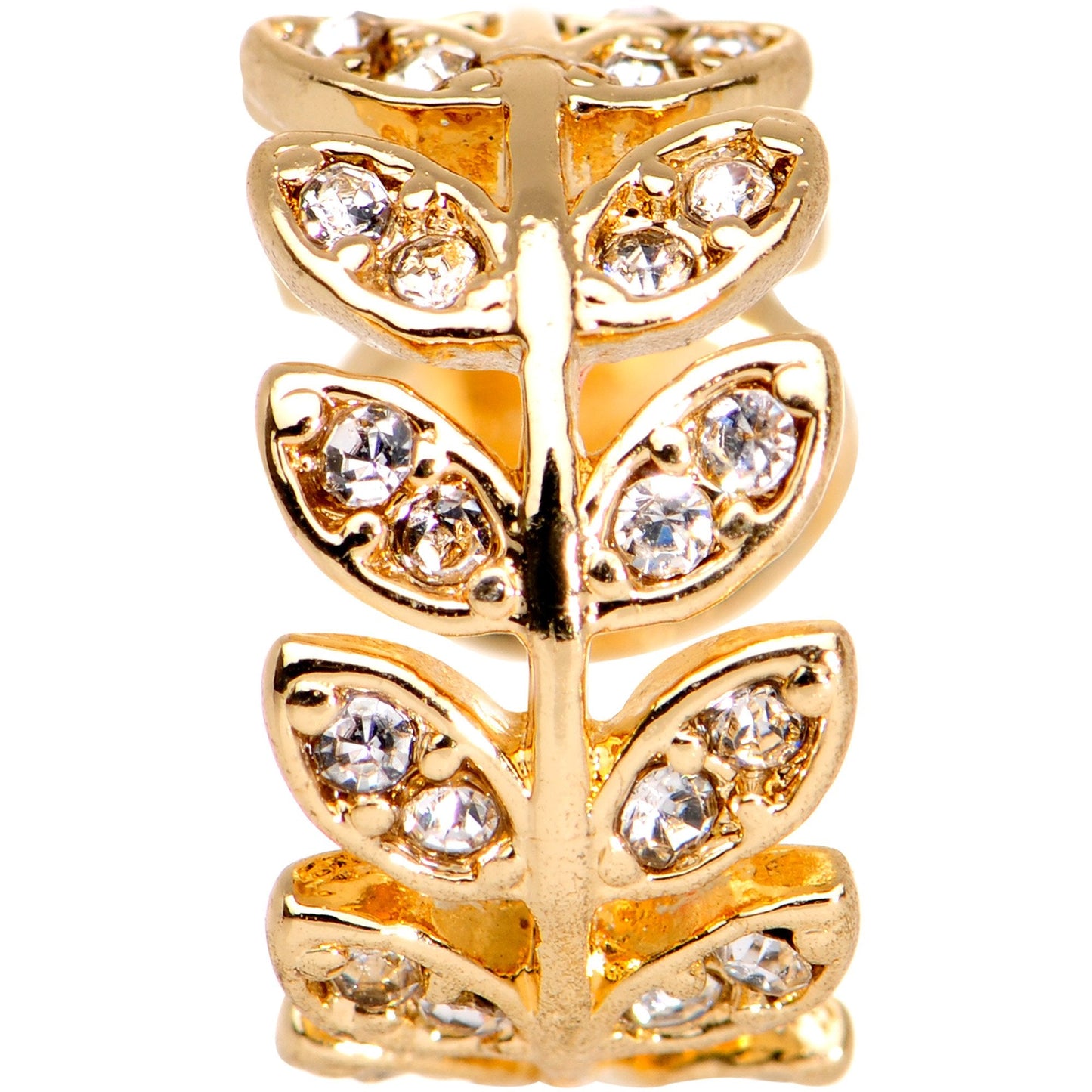 Clear Gem Crown of Leaves Adjustable Ear Cuff