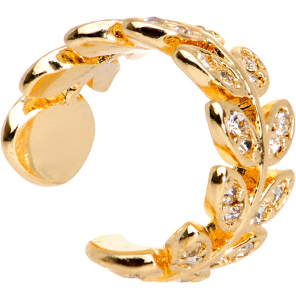 Clear Gem Crown of Leaves Adjustable Ear Cuff