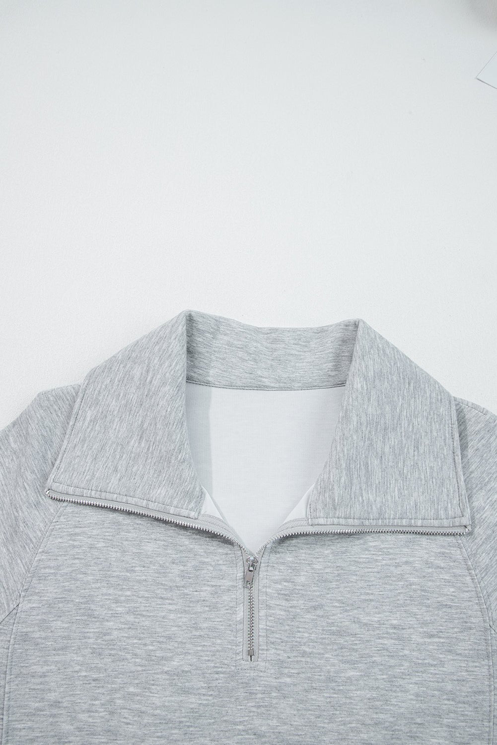 Light Grey Zip Collar Long Sleeve Top Drawstring Pants Set - Jaico Online Shop