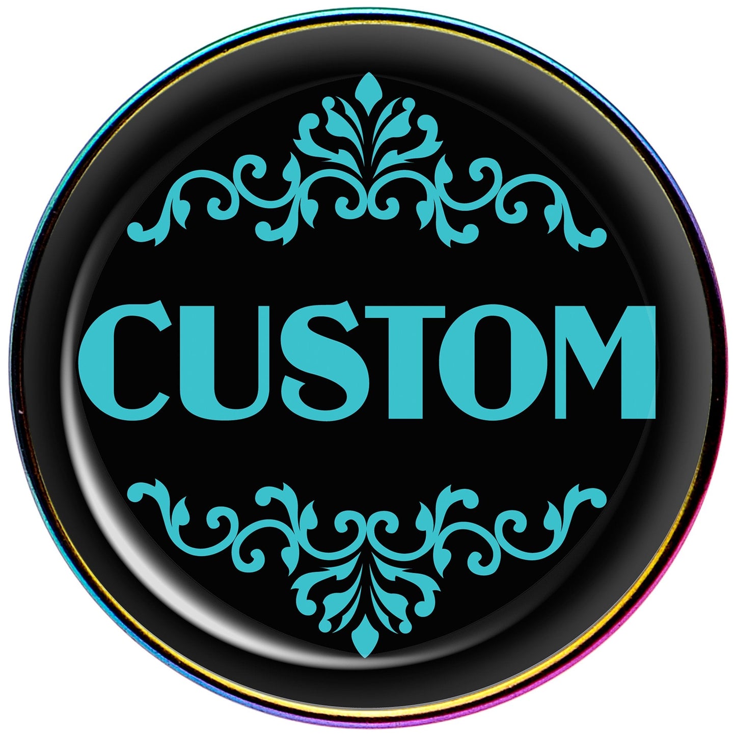 Custom Teal Personalized Name Rainbow Barbell Tongue Ring