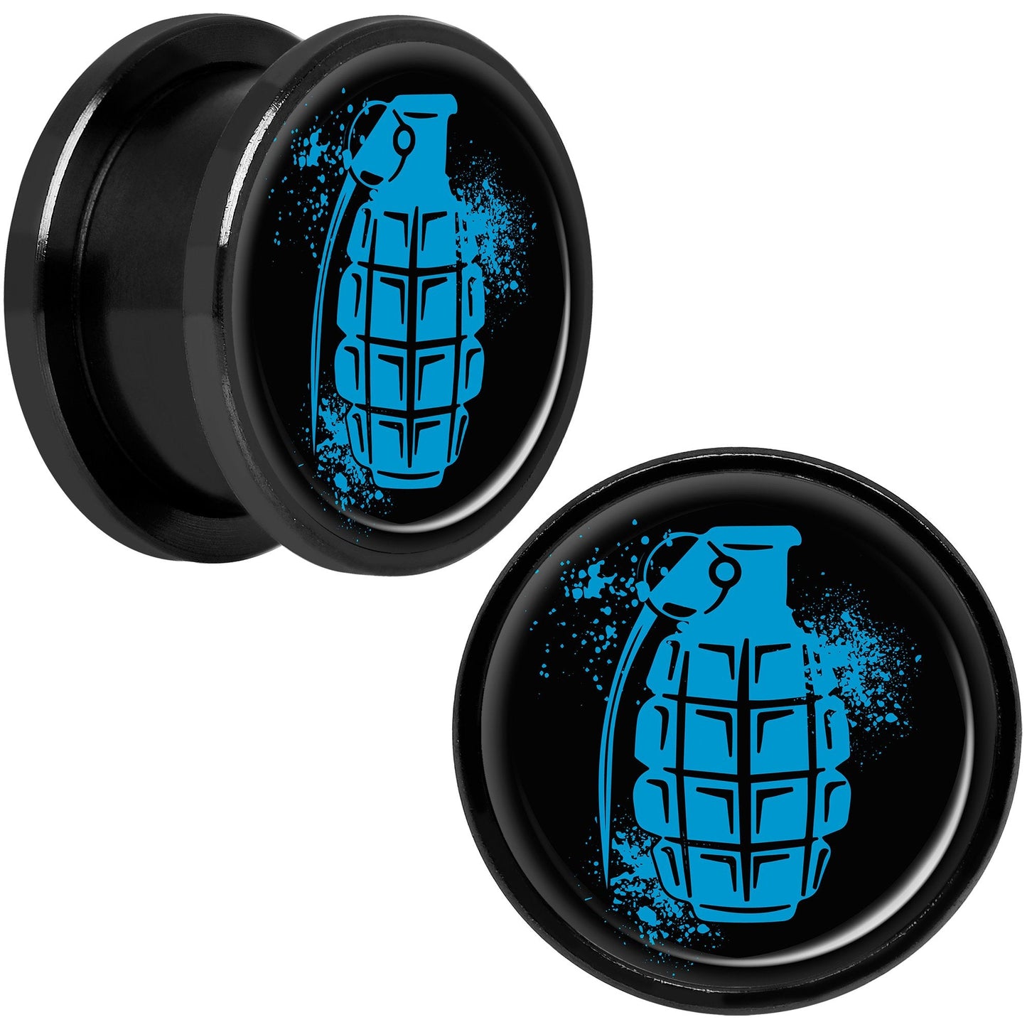 Blue Grenade Black Anodized Screw Fit Plug Set 5/8
