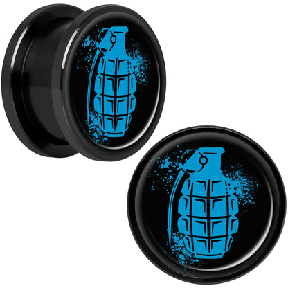 Blue Grenade Black Anodized Screw Fit Plug Set 5/8