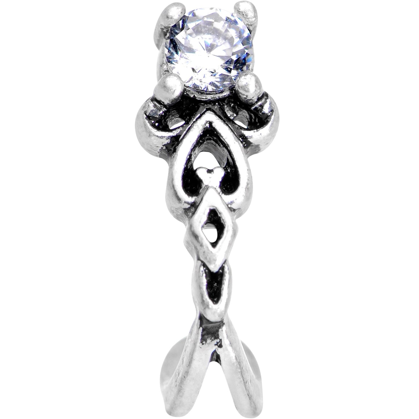Clear CZ Gem Heart Tail Faux Hoop Nose Bone