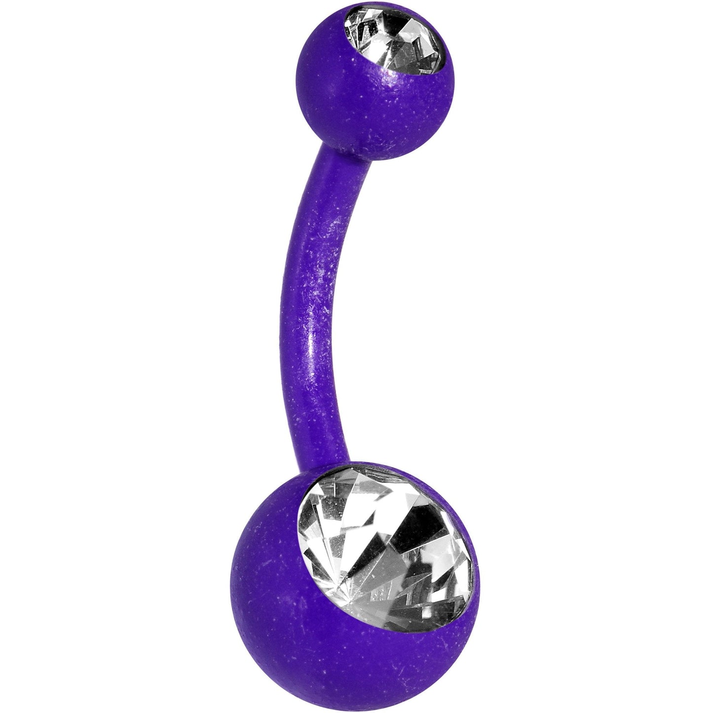 14G 3/8 Clear Gem Purple Glow In The Dark Effect Belly Ring