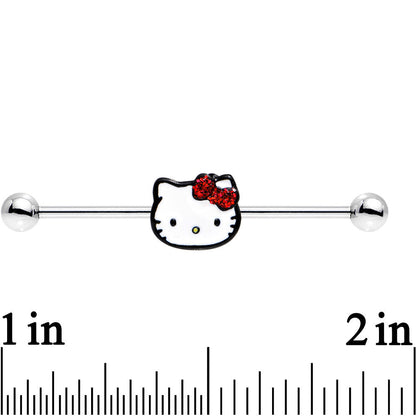 14G Licensed Hello Kitty Cat Red Bow Industrial Barbell 38mm