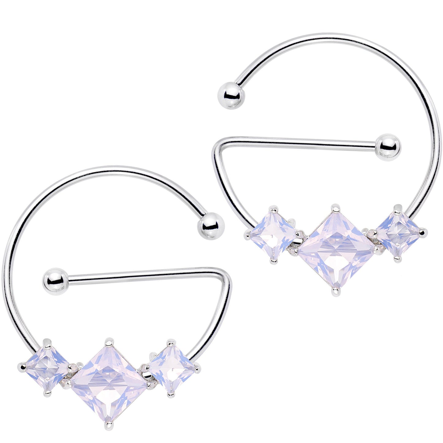 14G 5/8 Aurora Gem Glam Trio Universal Nipple Ring Set
