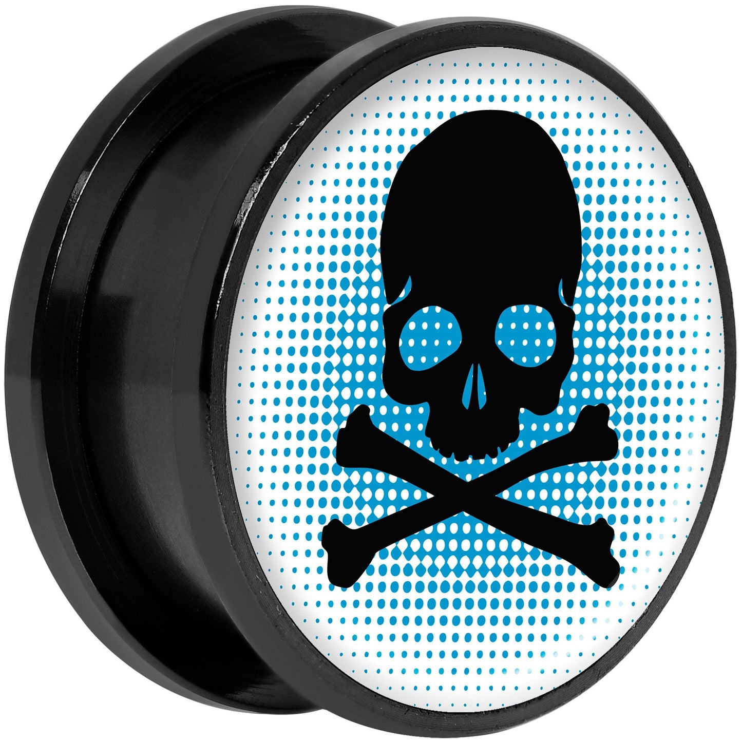 Blue Black Skull Black Anodized Screw Fit Plug Set 20mm