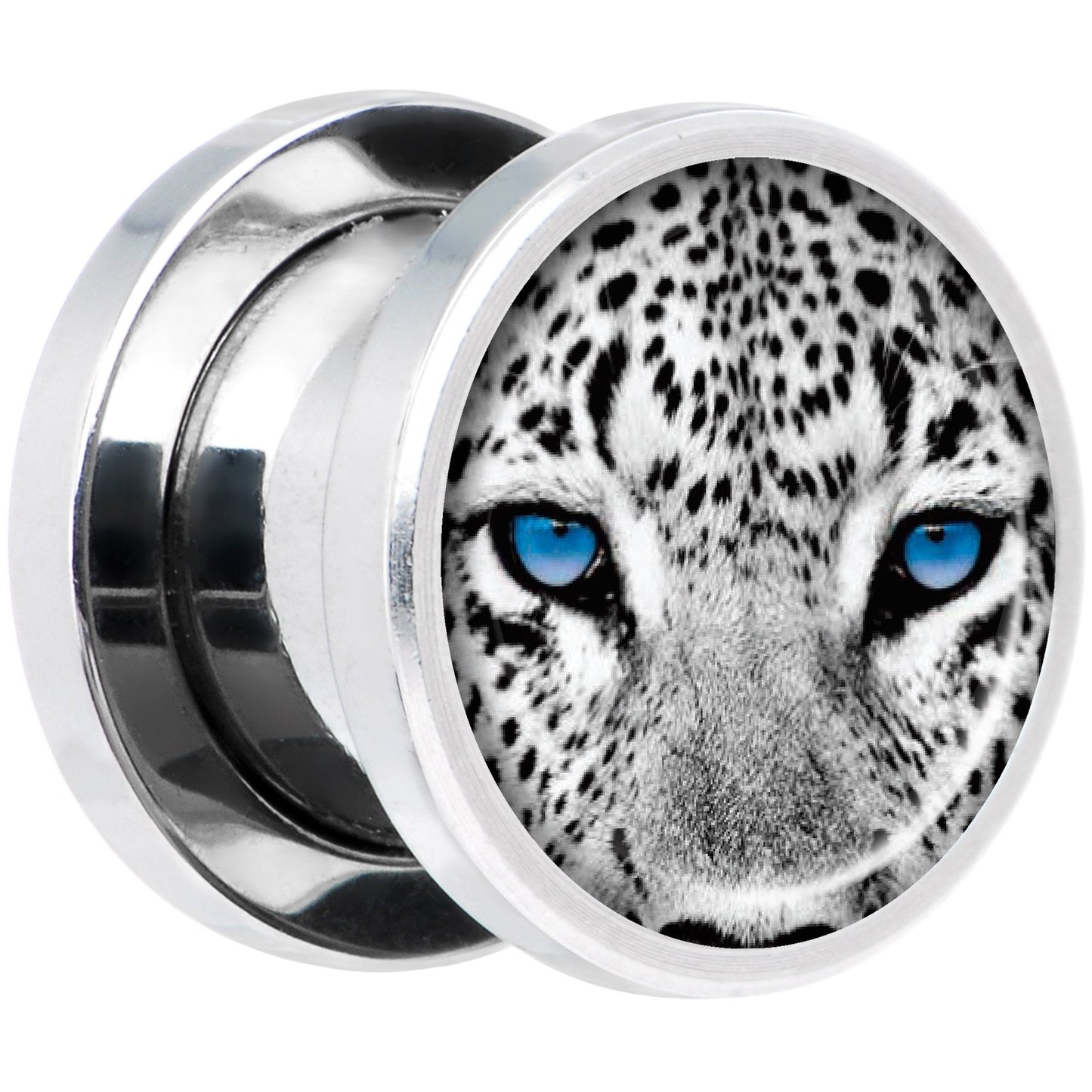Black White Leopard Eyes Steel Screw Fit Plug Set 00G