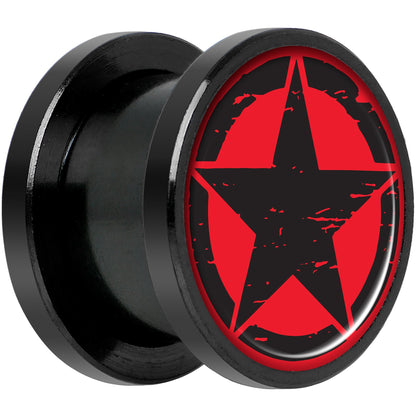 Black Red Distressed Star Black Anodized Screw Fit Plug Set 1/2