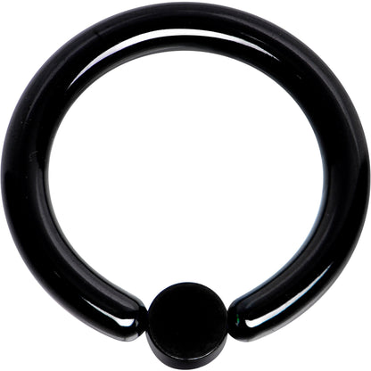 10G 1/2 White Faux Opal 4mm Disc Black IP BCR Captive Ring