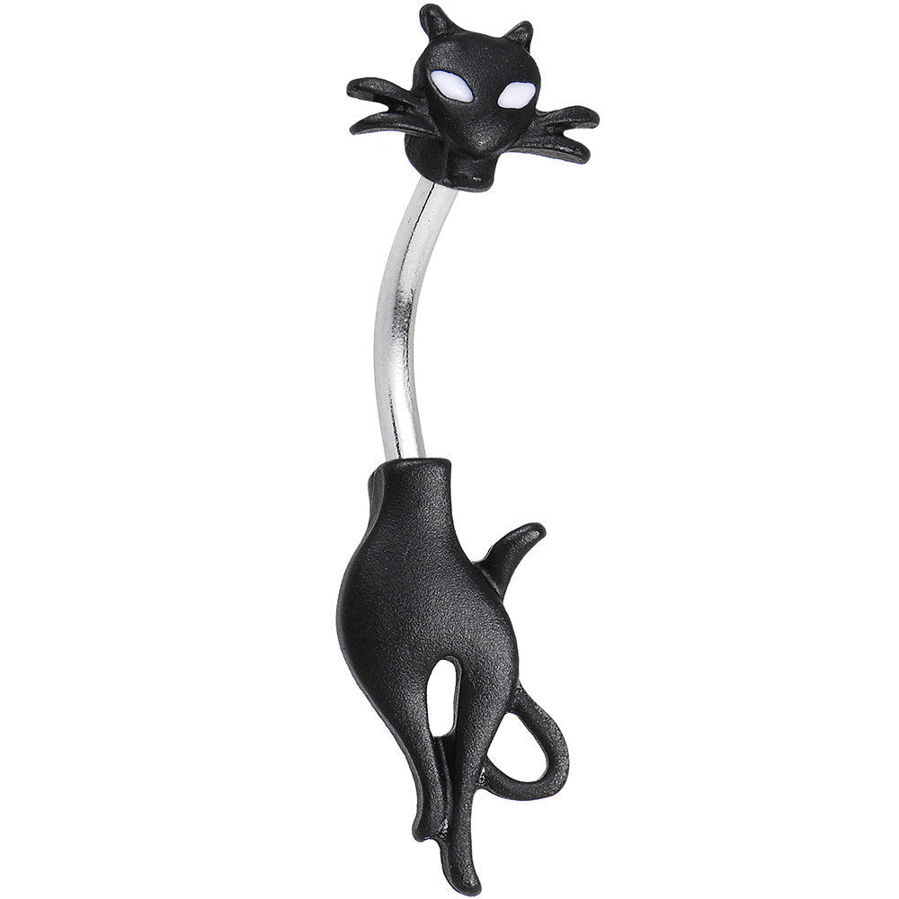 Clear Gem Sleek Black Cat Double Mount Belly Ring