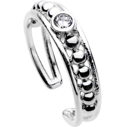 Clear CZ Gem Silver Plated Cocktail Party Toe Ring