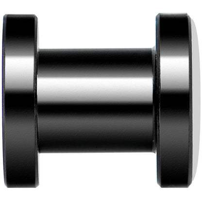 Black White Leopard Eyes Black Anodized Screw Fit Plug Set 2G