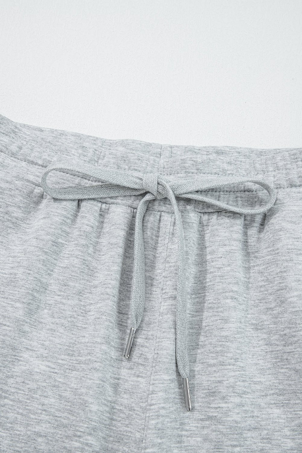 Light Grey Zip Collar Long Sleeve Top Drawstring Pants Set - Jaico Online Shop