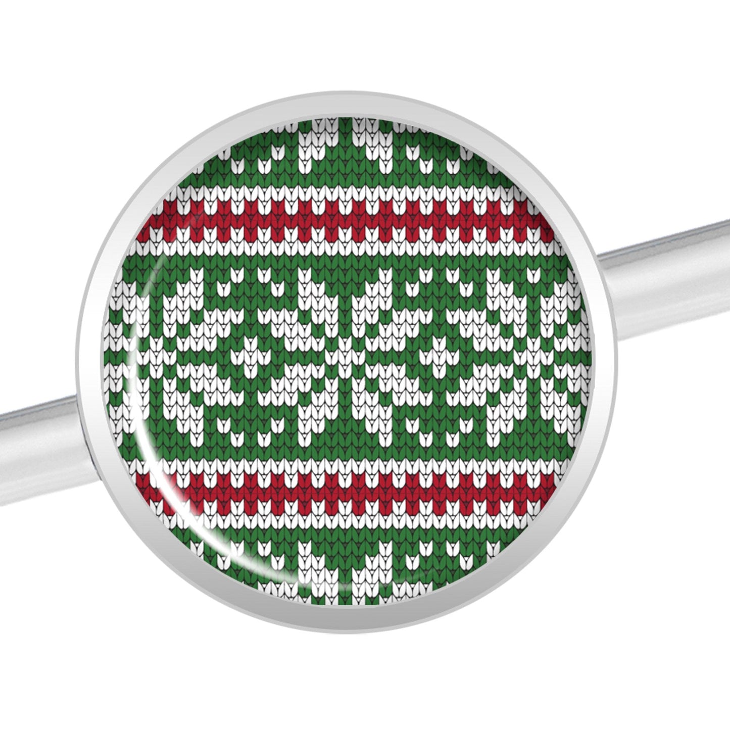 14G Green Red Christmas Sweater Industrial Barbell 37mm