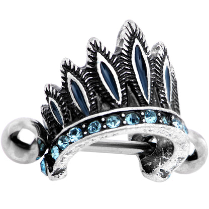 16G 1/4 Aqua Blue Tribal Headdress Helix Cuff Cartilage Earring