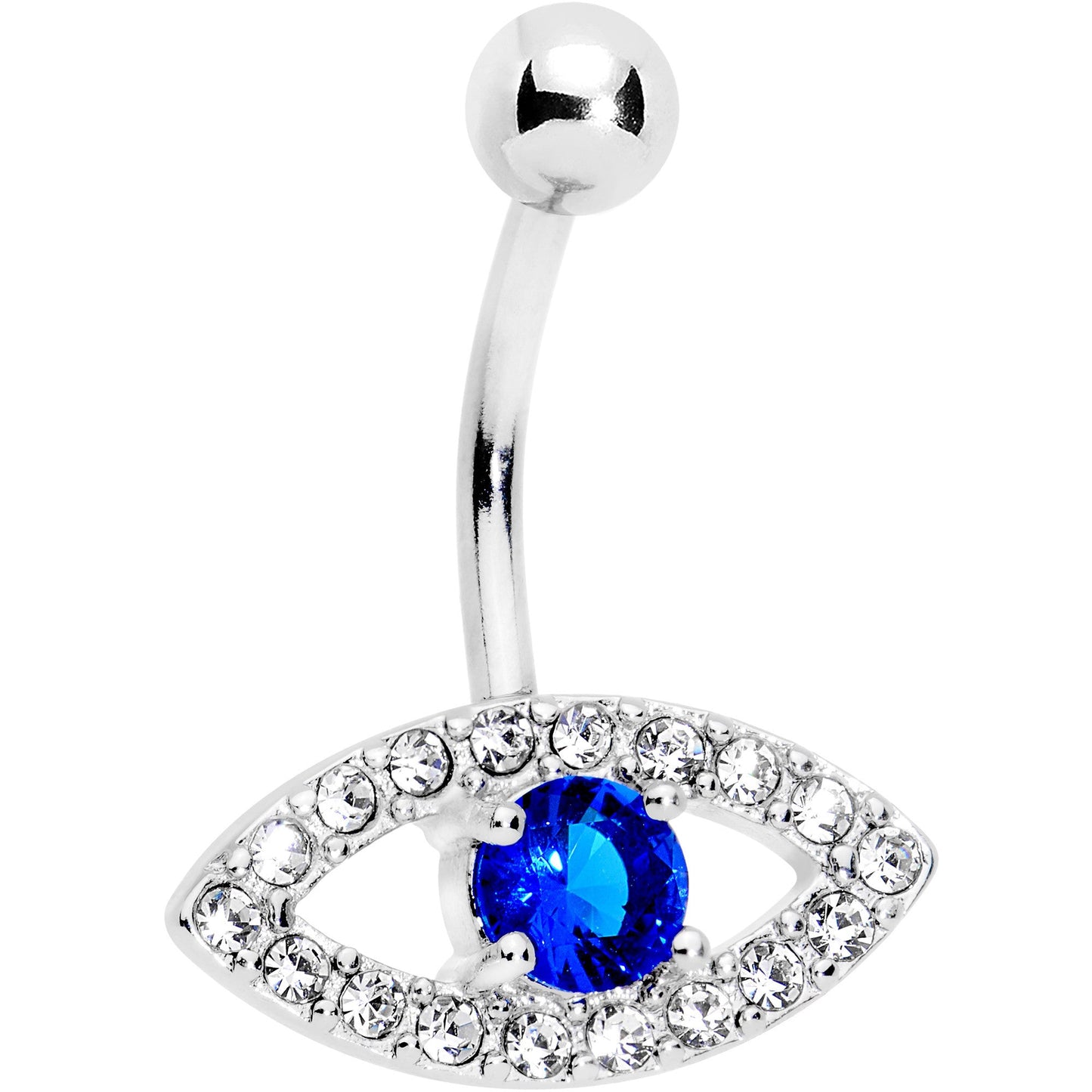 Clear Blue Gem Wholly Human Eye Belly Ring