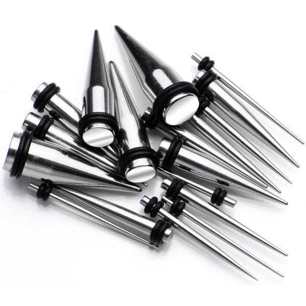 9 Piece Ear Stretching Kit in Stainless Steel Set of 2