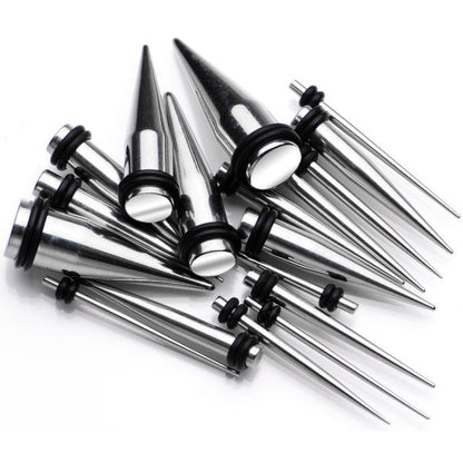 9 Piece Ear Stretching Kit in Stainless Steel Set of 2