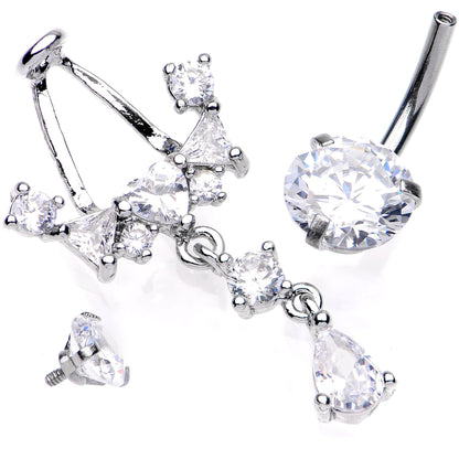 Clear CZ Gem Alluring Elegance Dangle Belly Ring