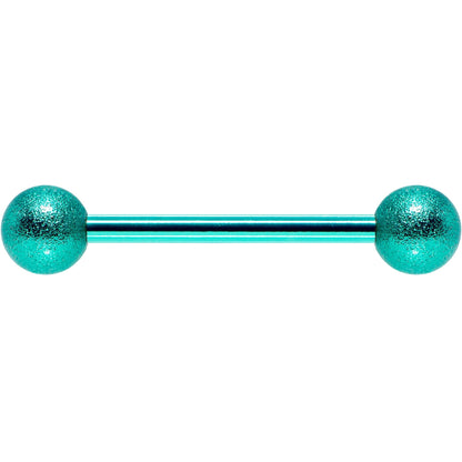 14G 5/8 Green Color PVD Sandblasted Barbell Tongue Ring