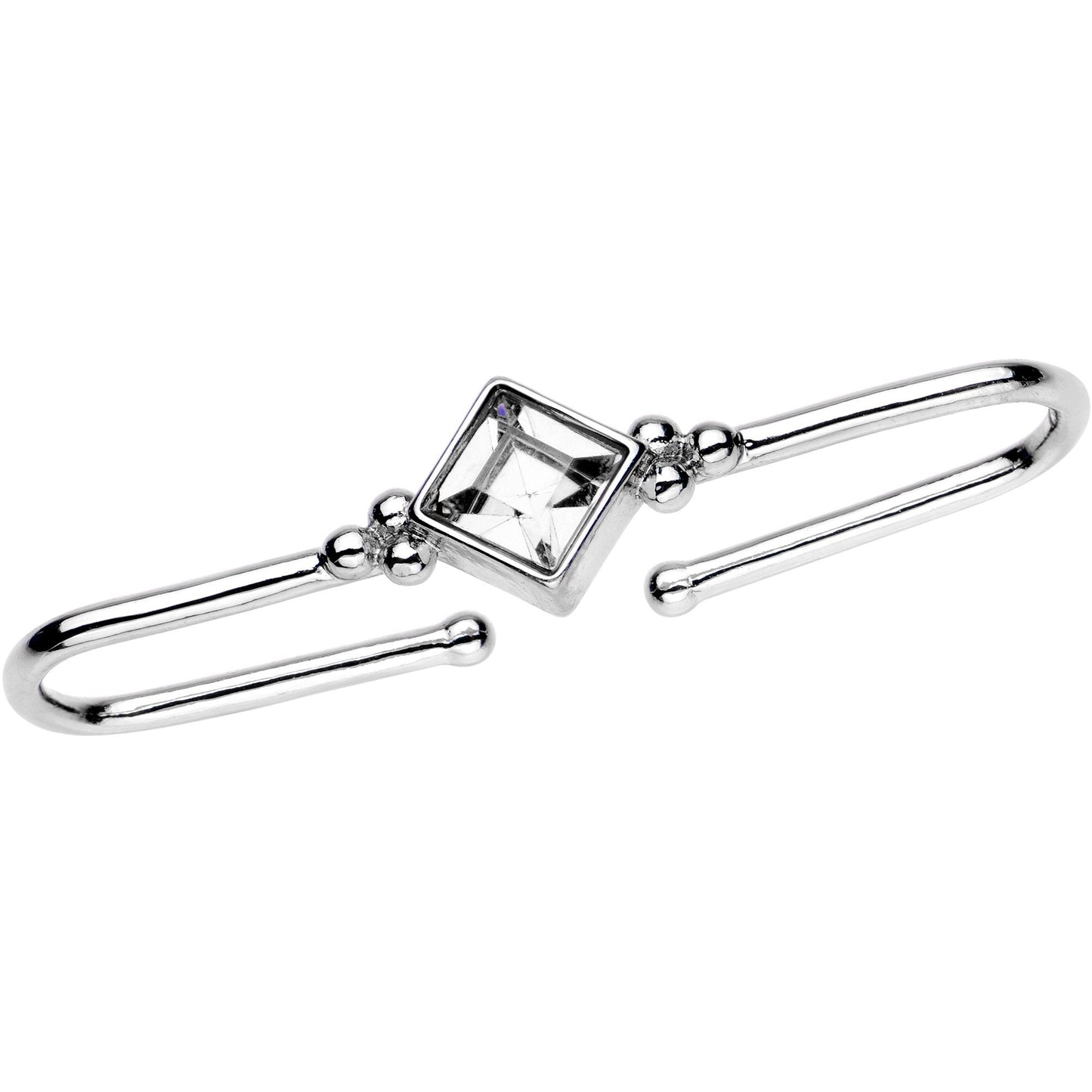 Clear Gem Rhombus Illusion Non Pierced Industrial Barbell