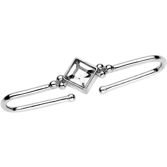 Clear Gem Rhombus Illusion Non Pierced Industrial Barbell