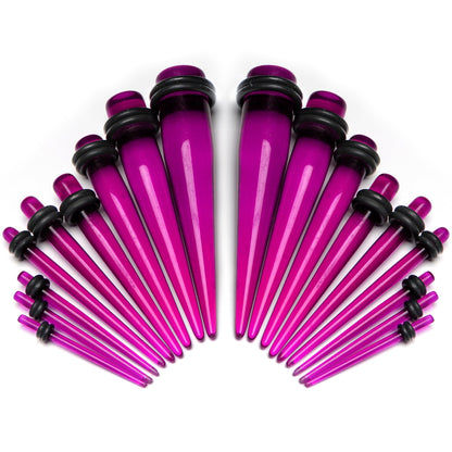 14 to 00G Fuchsia Acrylic Straight Taper Set 18 Piece Stretching Kit