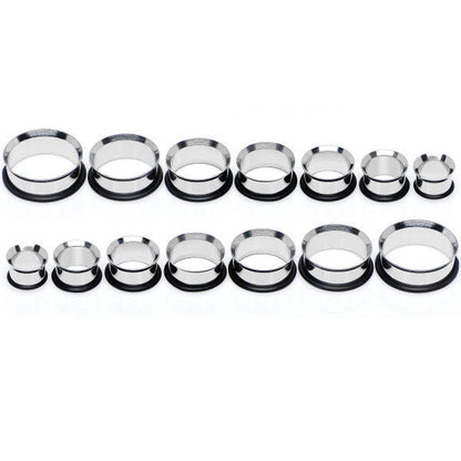 1/2 inch to 1 inch Seven Piece Steel Ear Stretching Tunnel Kit Set of 2