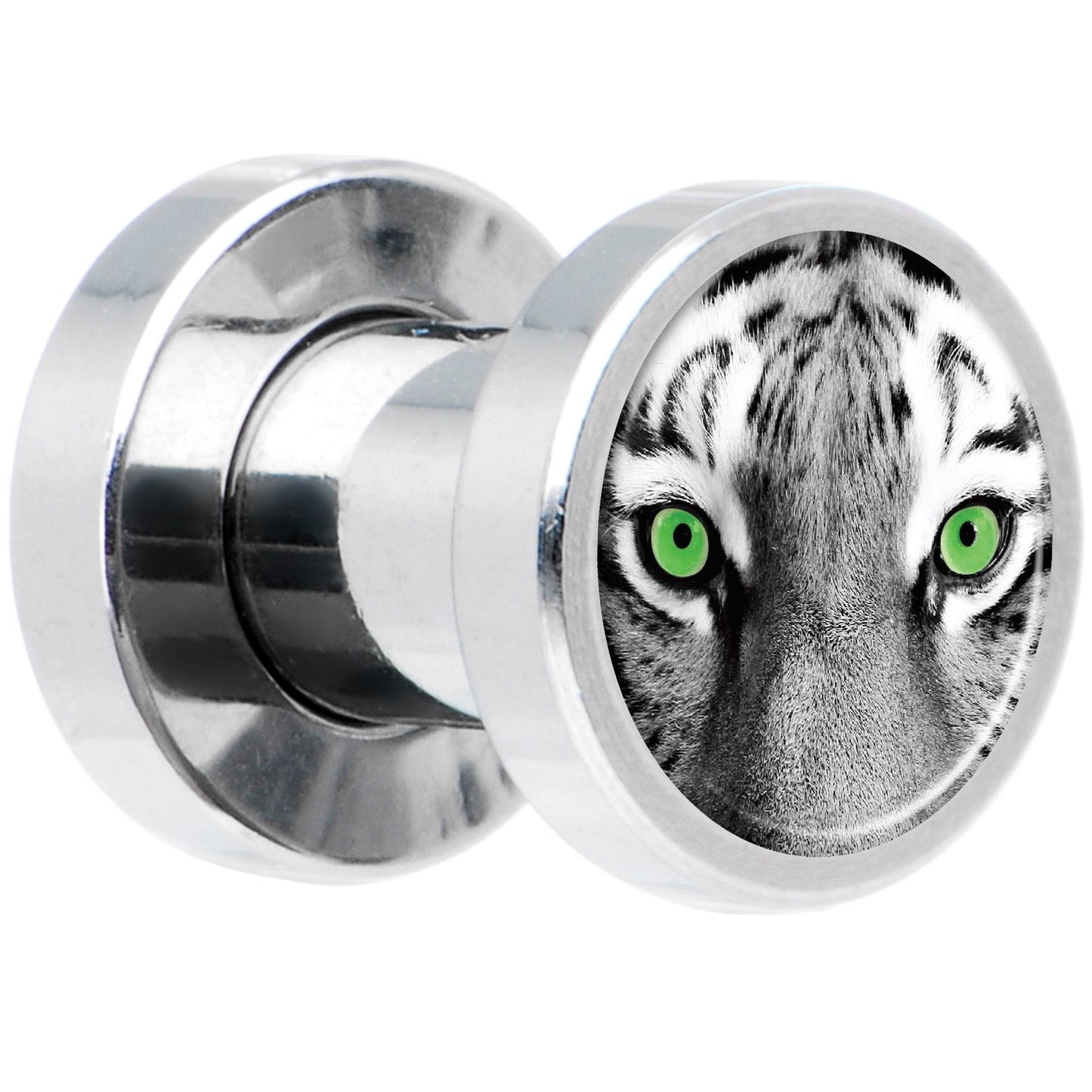 Black White Tiger Eyes Steel Screw Fit Plug Set 4G